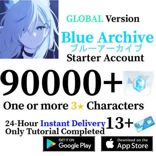 [GLOBAL] [INSTANT] 42000-90000+ Gems, 1+ 3* | Blue Archive Starter Reroll Account