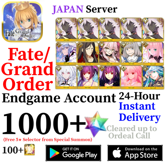 [JP] [INSTANT] Castoria + Oberon + Vitch + Arcueid + Kukulkan NP5 Arjuna Alter 1000+ SQ Fate Grand Order FGO Quartz Endgame Reroll Starter Account