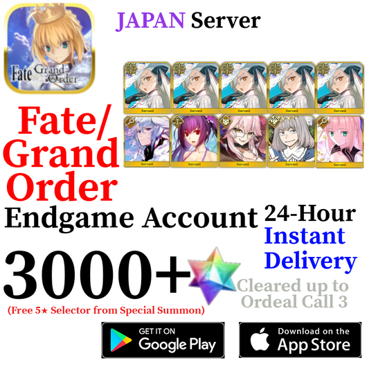 [JP] [INSTANT] NP5 U-Olga Marie + Castoria + Oberon + Vitch + Skadi + Merlin + 3000+ SQ Fate Grand Order FGO Quartz Endgame Reroll Starter Account