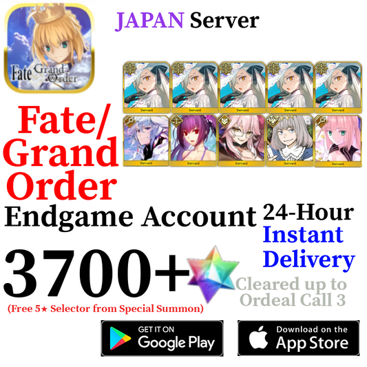 [JP] [INSTANT] NP5 U-Olga Marie + Castoria + Oberon + Vitch + Skadi + Merlin + 3700+ SQ Fate Grand Order FGO Quartz Endgame Reroll Starter Account