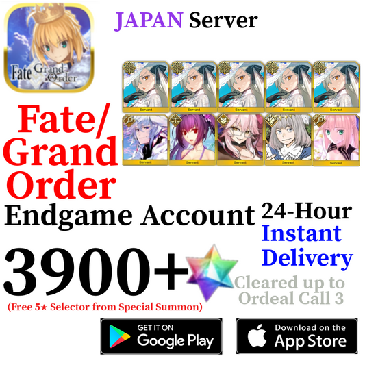 [JP] [INSTANT] NP5 U-Olga Marie + Castoria + Oberon + Vitch + Skadi + Merlin + 3900+ SQ Fate Grand Order FGO Quartz Endgame Reroll Starter Account