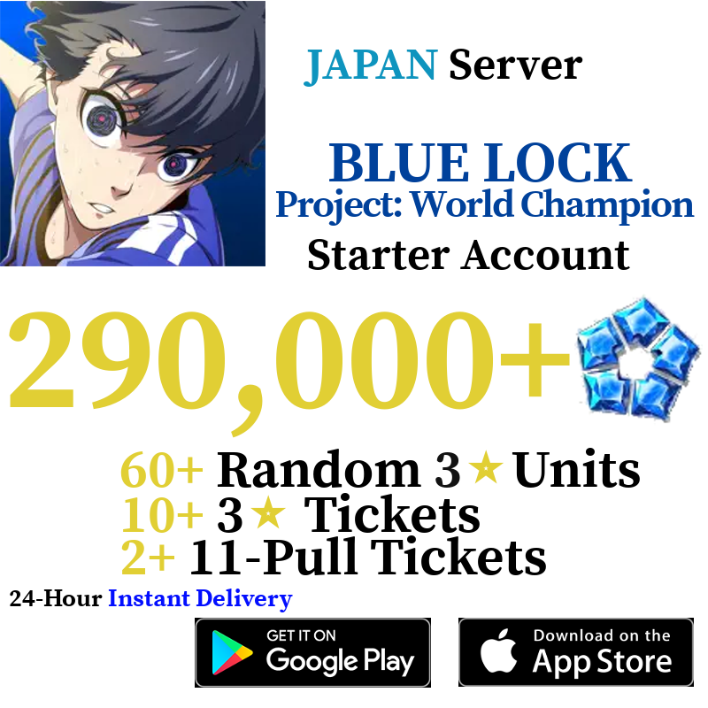[JP] [INSTANT] 290000+ Gems BLUE LOCK Project: World Champion Starter Reroll Account