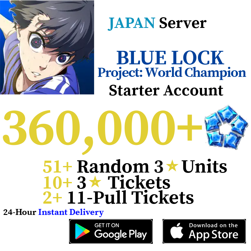 [JP] [INSTANT] 360000+ Gems BLUE LOCK Project: World Champion Starter Reroll Account