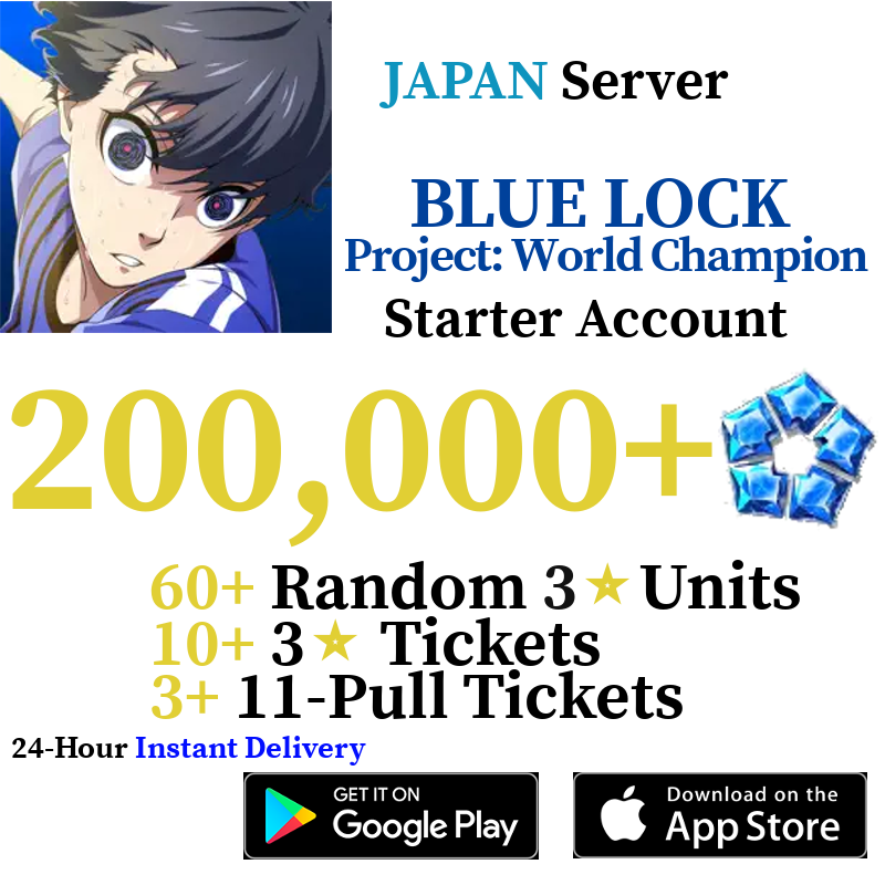 [JP] [INSTANT] 200000+ Gems BLUE LOCK Project: World Champion Starter Reroll Account