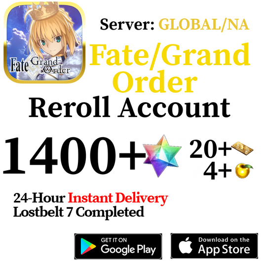 [ENGLISH/GLOBAL/NA][INSTANT] 1400+ SQ Fate Grand Order FGO Endgame Reroll Account