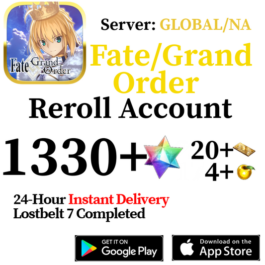 [ENGLISH/GLOBAL/NA][INSTANT] 1330+ SQ Fate Grand Order FGO Endgame Reroll Account