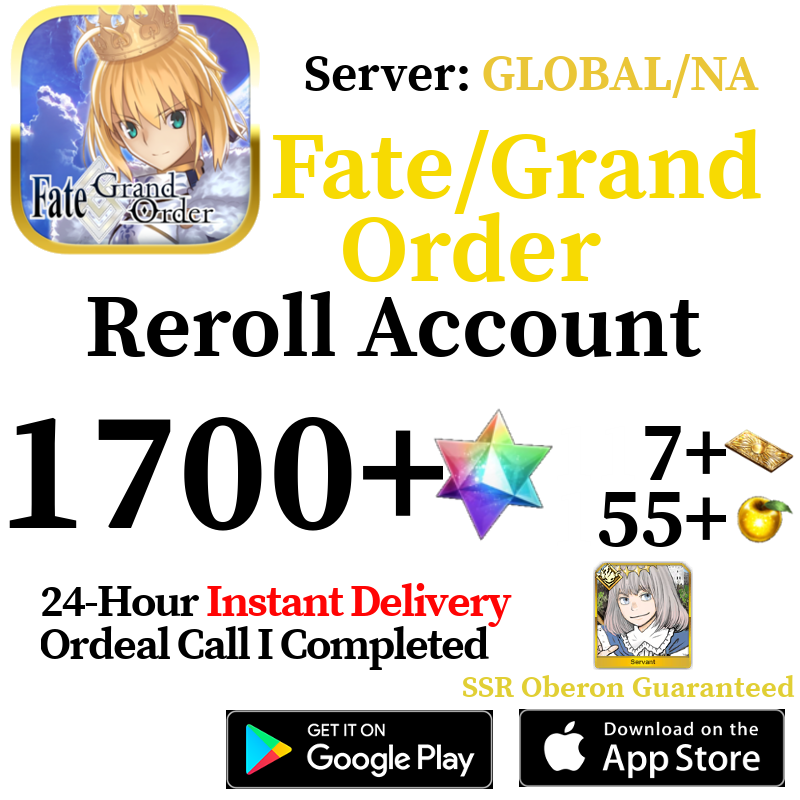 [ENGLISH/GLOBAL/NA][INSTANT] 1700+ SQ Fate Grand Order FGO Endgame Reroll Account