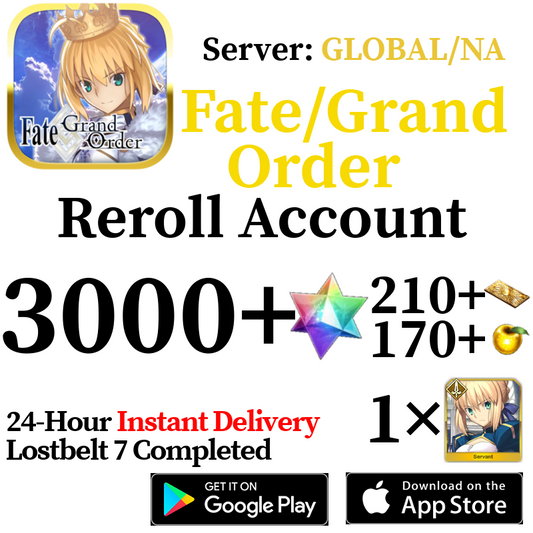 [ENGLISH/GLOBAL/NA][INSTANT] 3000+ SQ Fate Grand Order FGO Endgame Reroll Account
