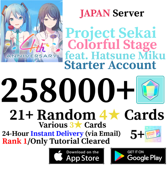 [JP] [INSTANT] 258,000+ Gems Project Sekai Colorful Stage ft. Hatsune Miku PJSekai Starter Account