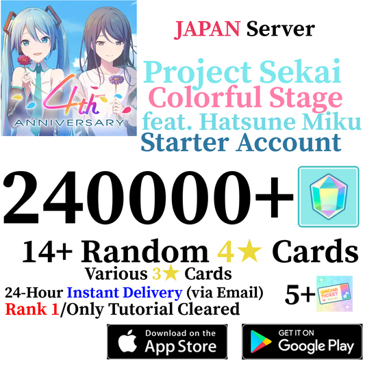 [JP] [INSTANT] 240,000+ Gems Project Sekai Colorful Stage ft. Hatsune Miku PJSekai Starter Account