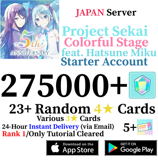 [JP] [INSTANT] 275,000+ Gems Project Sekai Colorful Stage ft. Hatsune Miku PJSekai Starter Account