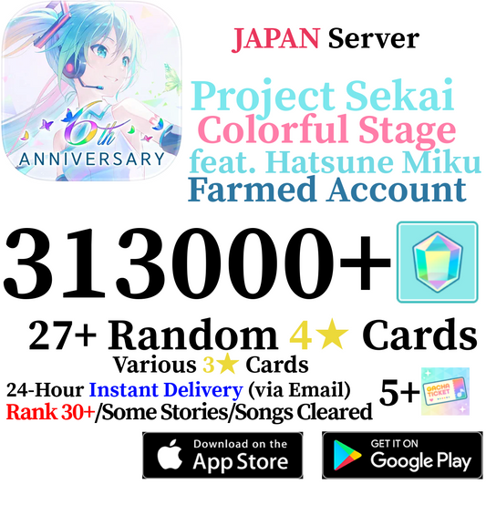 [JP] [INSTANT] 313,000+ Gems Project Sekai Colorful Stage ft. Hatsune Miku PJSekai Reroll Account