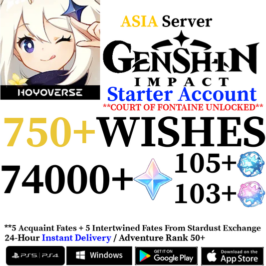 [ASIA] [INSTANT] 70000+ Primogems Fates Genshin Impact Reroll Account