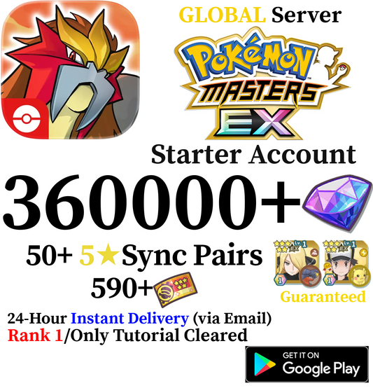 [GLOBAL] [INSTANT] 261,000-360,000+ Gems | Pokémon Pokemon Masters EX Starter Reroll Account (Android Required)