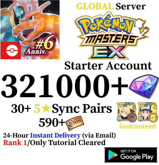 [GLOBAL] [INSTANT] 280,000-321,000+ Gems | Pokémon Pokemon Masters EX Starter Reroll Account (Android Required)