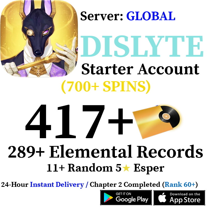 [GLOBAL] [INSTANT] 417+ Gold Record Spins / 289+ Elemental Records (706+ TOTAL SPINS ) | Dislyte Starter Reroll Account