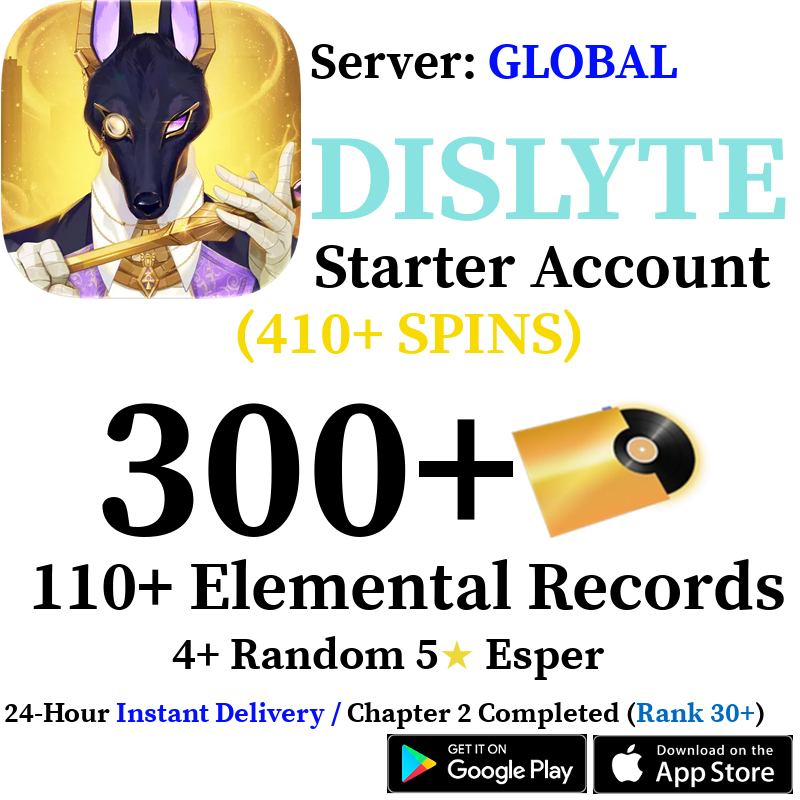 [GLOBAL] [INSTANT] 300+ Gold Record Spins / 110+ Elemental Records (410+ TOTAL SPINS ) | Dislyte Starter Reroll Account