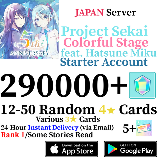 [JP] [INSTANT] 290000+ Gems Project Sekai Colorful Stage ft Hatsune Miku PJSekai Reroll Starter Account