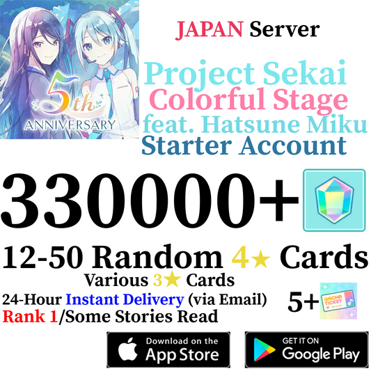 [JP] [INSTANT] 330000+ Gems Project Sekai Colorful Stage ft Hatsune Miku PJSekai Reroll Starter Account