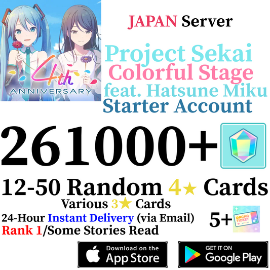 [JP] [INSTANT] 261000+ Gems Project Sekai Colorful Stage ft Hatsune Miku PJSekai Reroll Starter Account