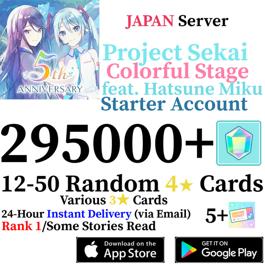 [JP] [INSTANT] 295000+ Gems Project Sekai Colorful Stage ft Hatsune Miku PJSekai Reroll Starter Account