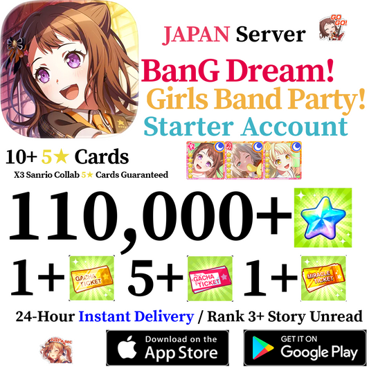 [JP] [INSTANT] 110000+ Stars, Sanrio Collab Cards Kasumi Moka Kokoro | BanG Dream Girls Band Party Bandori Starter Reroll Account