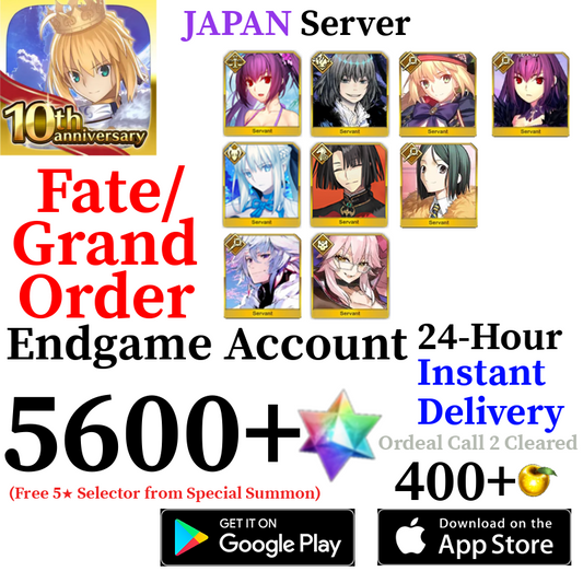 [JP] [INSTANT] Castoria + Oberon + Vitch + Skadi + Morgan + 5600+ SQ Fate Grand Order FGO Quartz Account