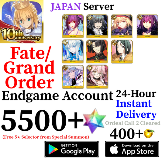 [JP] [INSTANT] Castoria + Oberon + Vitch + Skadi + Morgan + 5500+ SQ Fate Grand Order FGO Quartz Account