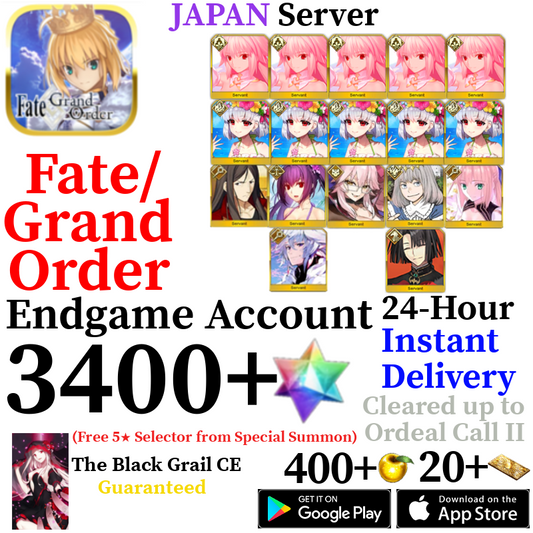 [JP] [INSTANT] NP5 Arcueid + NP5 Summer Kama + Castoria + Vitch + Oberon + Skadi 3400+ SQ Fate Grand Order FGO Quartz Account