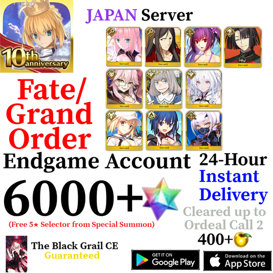 [JP] [INSTANT] Summer Melusine + Summer Castoria + Ciel + Oberon + Vitch + Skadi + 6000+ SQ Fate Grand Order FGO Quartz Account