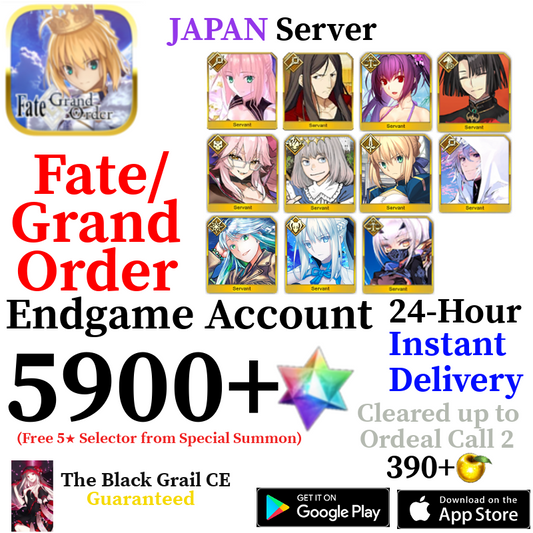 [JP] [INSTANT] Summer Melusine + Kukulkan + Morgan + Oberon + Vitch + Skadi + 5900+ SQ Fate Grand Order FGO Quartz Account
