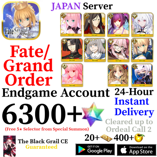[JP] [INSTANT] Castoria + Oberon + Vitch + Skadi + Summer Melusine + Arcueid + Space Ereshkigal 6300+ SQ Fate Grand Order FGO Quartz Account