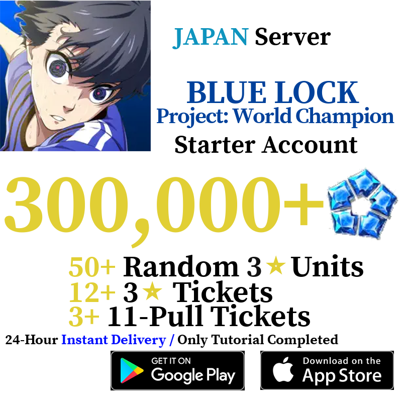 [JP] [INSTANT] 300000+ Gems BLUE LOCK Project: World Champion Starter Reroll Account