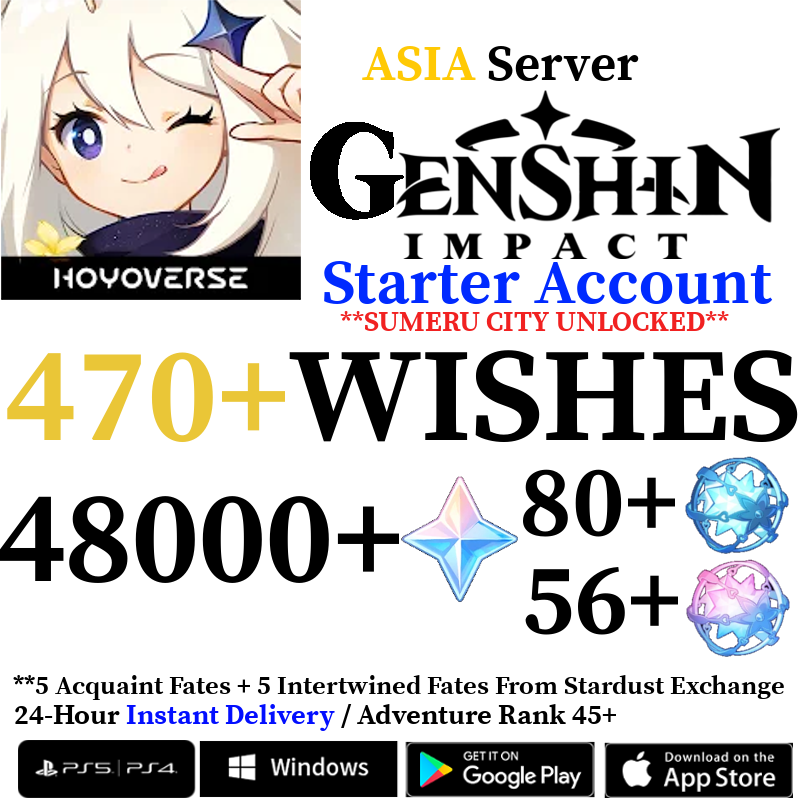 [ASIA] [INSTANT] 48000+ Primogems Fates Genshin Impact Reroll Account