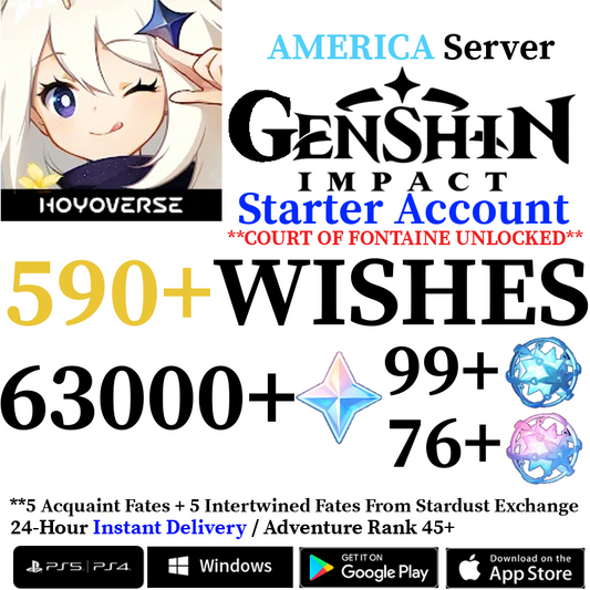 [AMERICA] [INSTANT] 60000+ Primogems Fates Genshin Impact Reroll Account