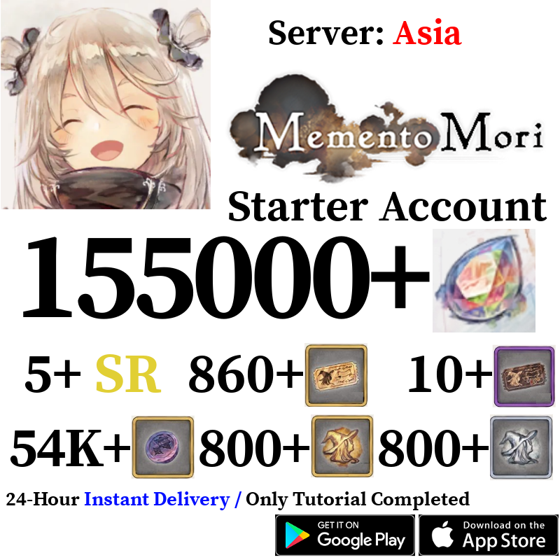 [ASIA] [INSTANT] 155000+ Gems | Memento Mori Starter Reroll Account