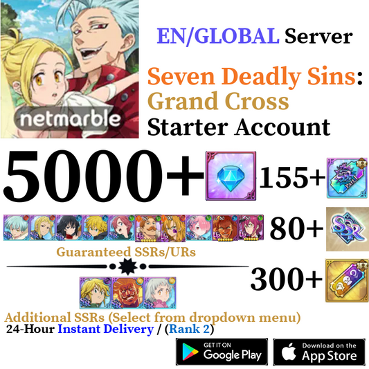 [GLOBAL] [INSTANT] 5000+ Diamonds + Ultimate Escanor + More | Seven Deadly Sins 7DS Grand Cross Starter Reroll Account