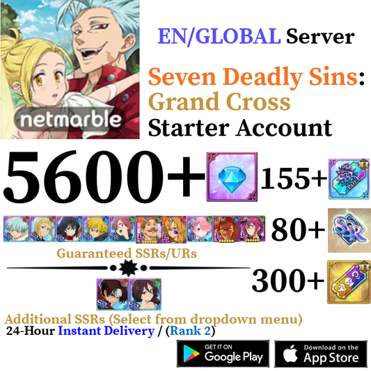 [GLOBAL] [INSTANT] 5600+ Diamonds + More | Seven Deadly Sins 7DS Grand Cross Starter Reroll Account