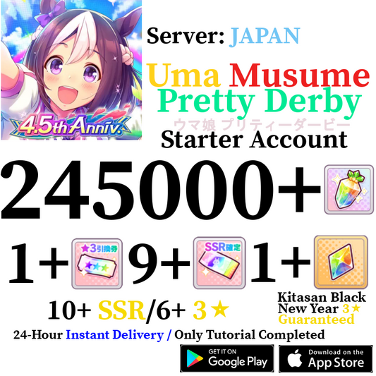 [JP][INSTANT] INSTANT 245000+ Gems | Uma Musume Pretty Derby Starter Reroll Account