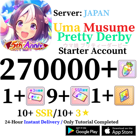 [JP][INSTANT] INSTANT 270000+ Gems | Uma Musume Pretty Derby Starter Reroll Account