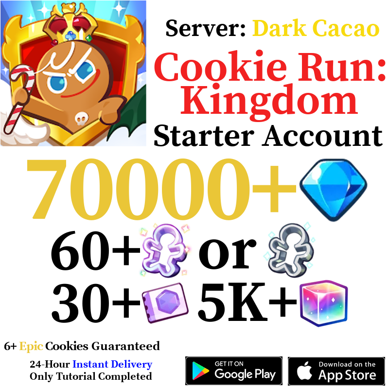 [GLOBAL/Dark Cacao] [INSTANT] 70,000+ Gems | Cookie Run: Kingdom Starter Reroll Account