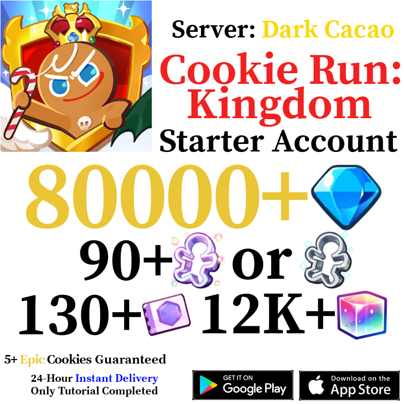[GLOBAL/Dark Cacao] [INSTANT] 80,000+ Gems | Cookie Run: Kingdom Starter Reroll Account