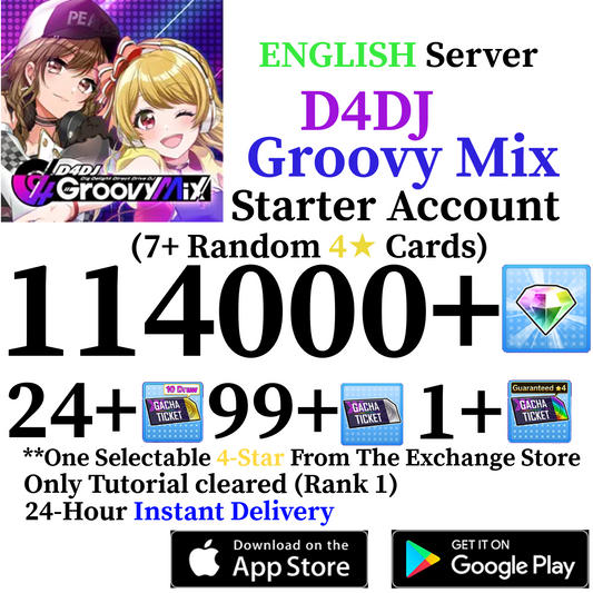 [EN] [INSTANT] 114000+ Gems + 4* | D4DJ Groovy Mix Starter Reroll Account