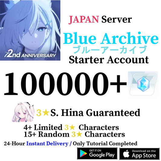 [JP] [INSTANT] 100000+ Gems + Swimsuit Hina + 19+ 3⭐ | Blue Archive Starter Reroll Account