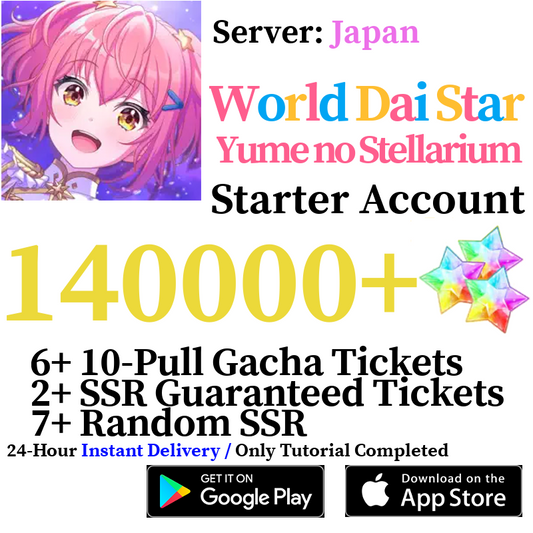 [JP] [INSTANT] 140000+ Gems | World Dai Star: Yume no Stellarium Starter Reroll Account