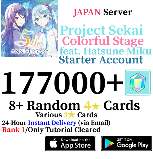 [JP] [INSTANT] 177,000+ Gems Project Sekai Colorful Stage ft. Hatsune Miku PJSekai Starter Account