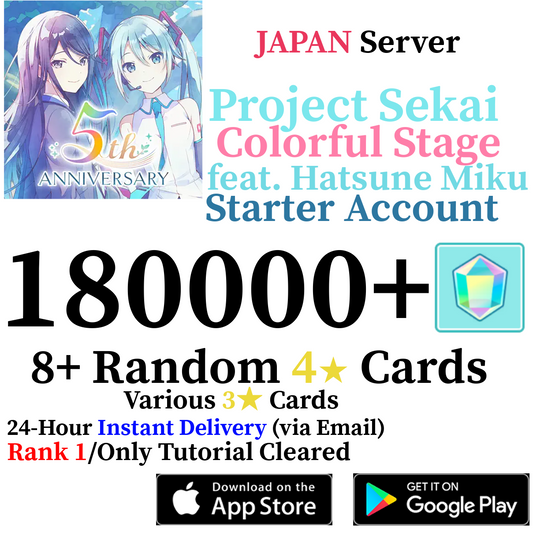 [JP] [INSTANT] 180,000+ Gems Project Sekai Colorful Stage ft. Hatsune Miku PJSekai Starter Account