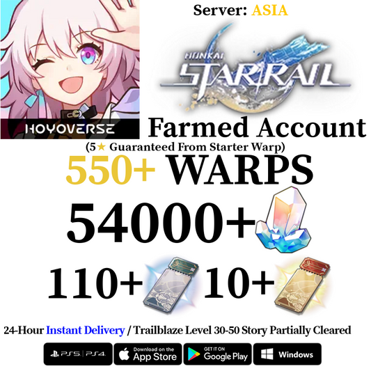 [ASIA/AS] [INSTANT] 10000-54000 Stellar Jade, 120+ Star Rail Passes Honkai: Star Rail HSR Starter Reroll Account