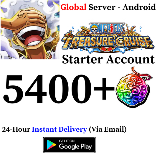 [GLOBAL - Android][INSTANT] 5400+ Gems ONE PIECE Treasure Cruise Starter Reroll Account