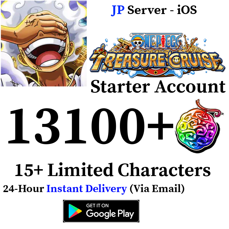 [JP - iOS][INSTANT] 4400-13100+ Gems ONE PIECE Treasure Cruise Starter Reroll Account